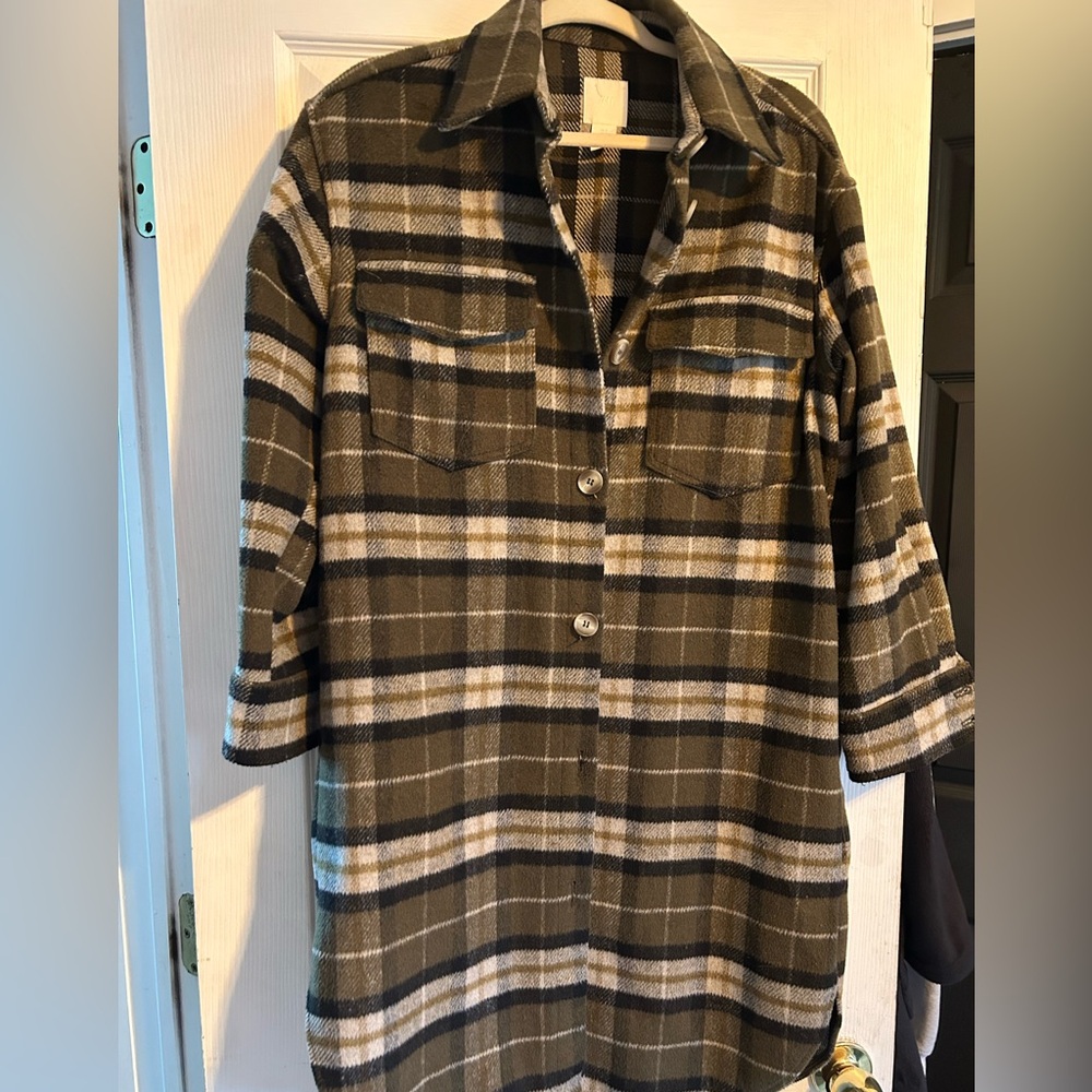 H&M Green Plaid Utility Jacket